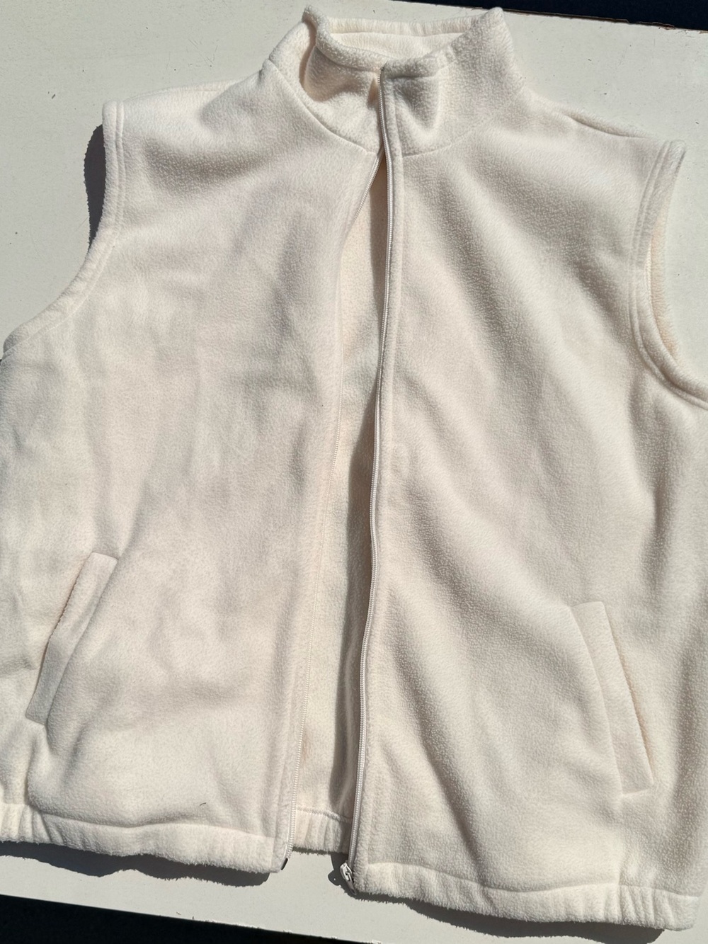 Kids Cream Fleece Vest - Lightweight Zip Front